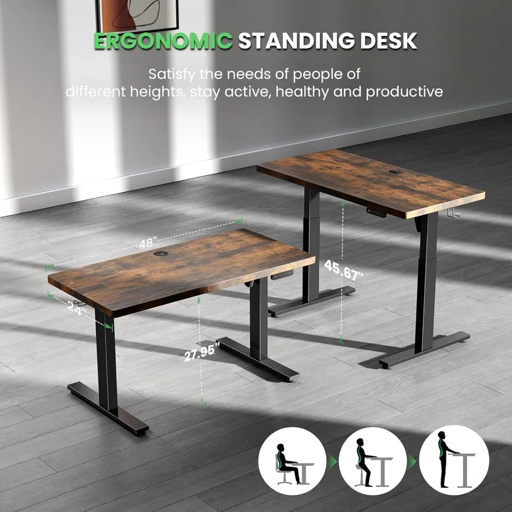 Electric Standing Desk Adjustable – 48 x 24 Inch Sit Stand Up Desk